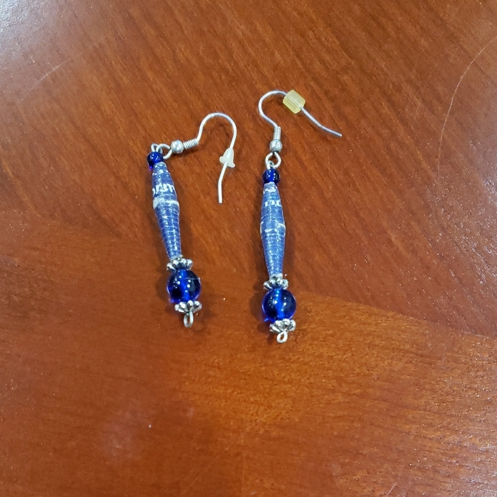 Handmade rolled Paper and Bead earrings